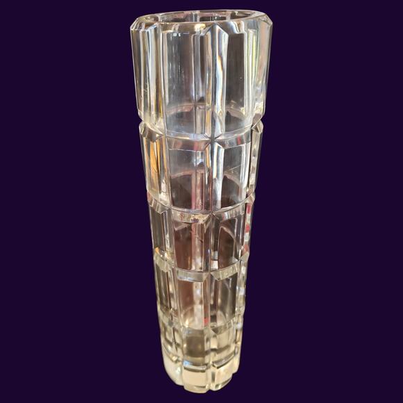 Tall Skinny Block Cut Crystal Vase - Picture 1 of 2